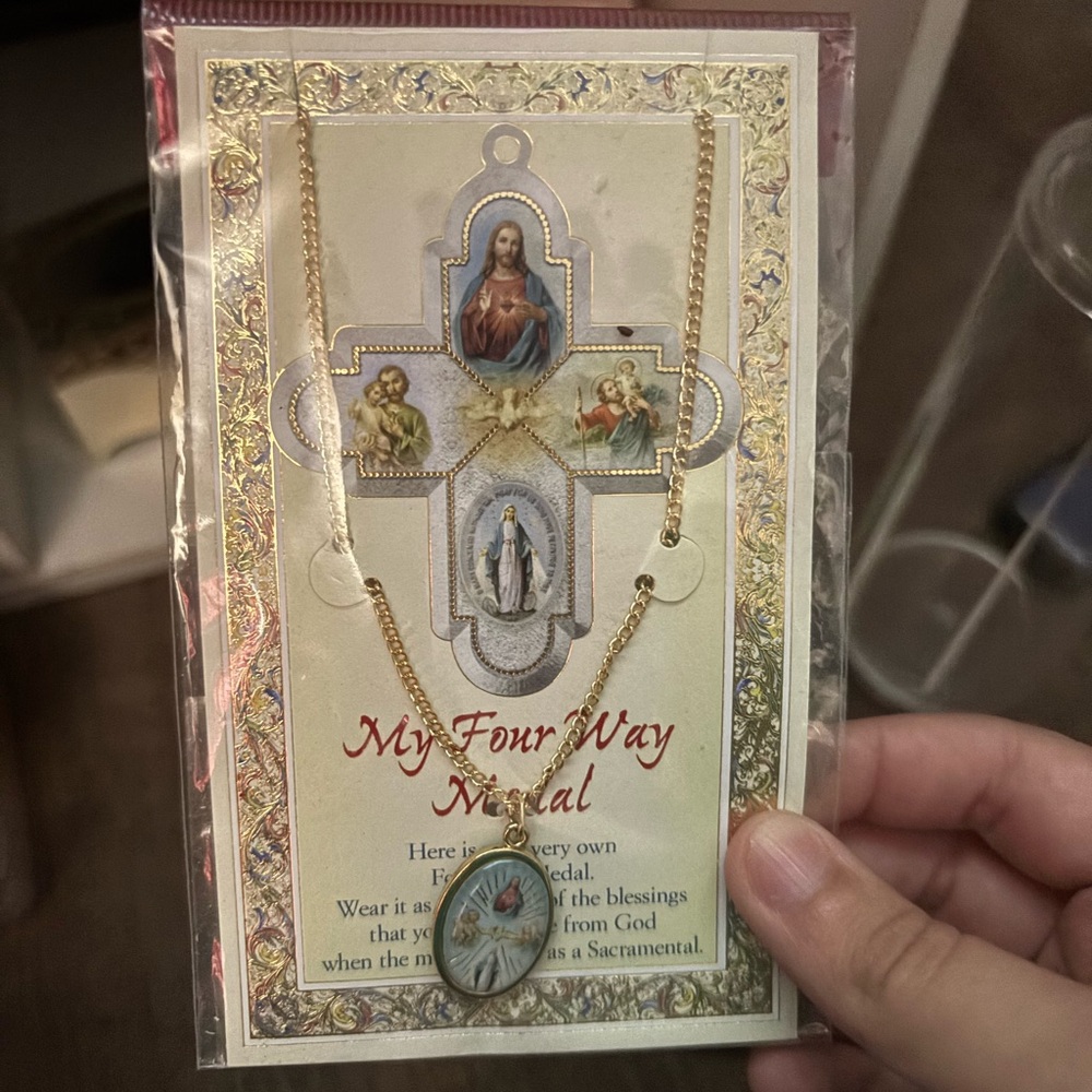 Gold Religious Pendant Necklace